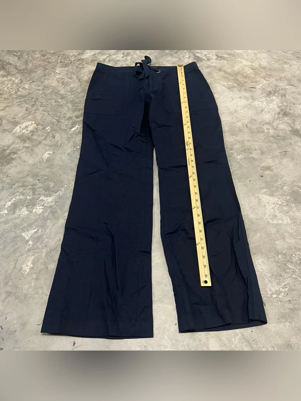 Banana Republic Ryan Fit Linen Cotton Crops Blue Womens 8 flare wide leg